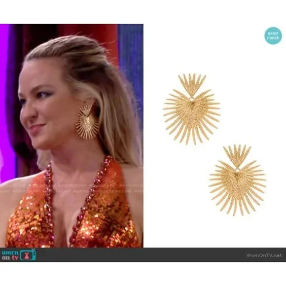 SHASHI Throne Earrings in Gold One Size New Womens Dance Drop - Picture 11 of 11